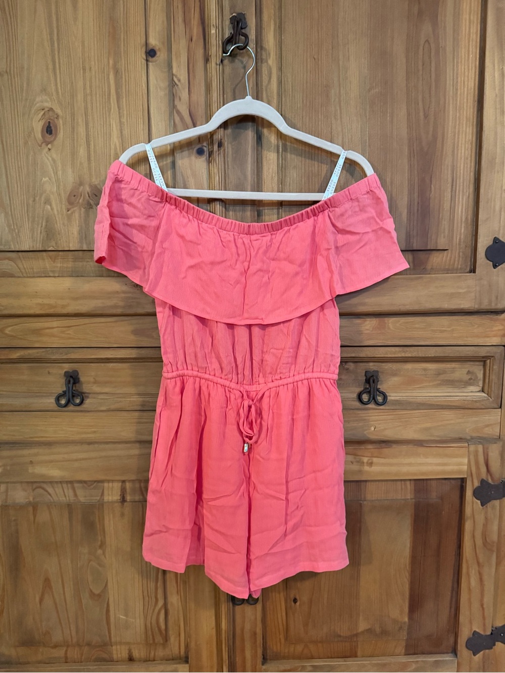 Guess Coral Pink Off-Shoulder Romper